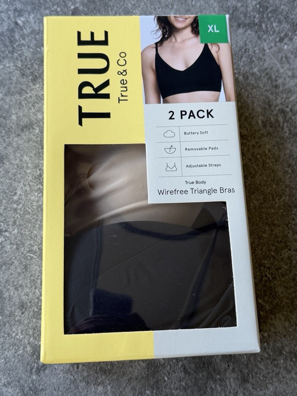 True & Co Womens Wirefree Bra 2 Pack Black Nude Size XL Seamless Comfort NWT
